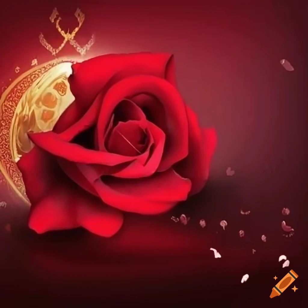 Eid Mubarak written with red roses