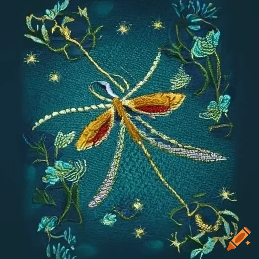 dragonfly brocade embroidery design