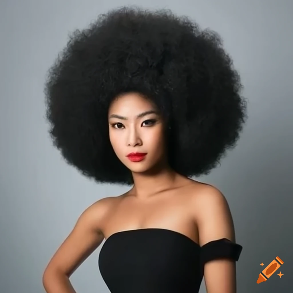 Chinese woman with beautiful afro braided hair