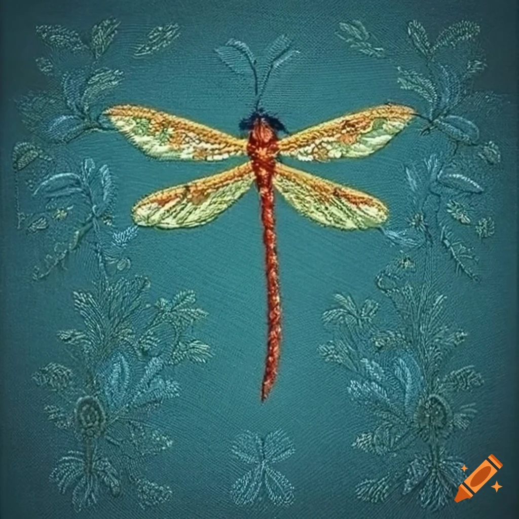 dragonfly brocade embroidery design