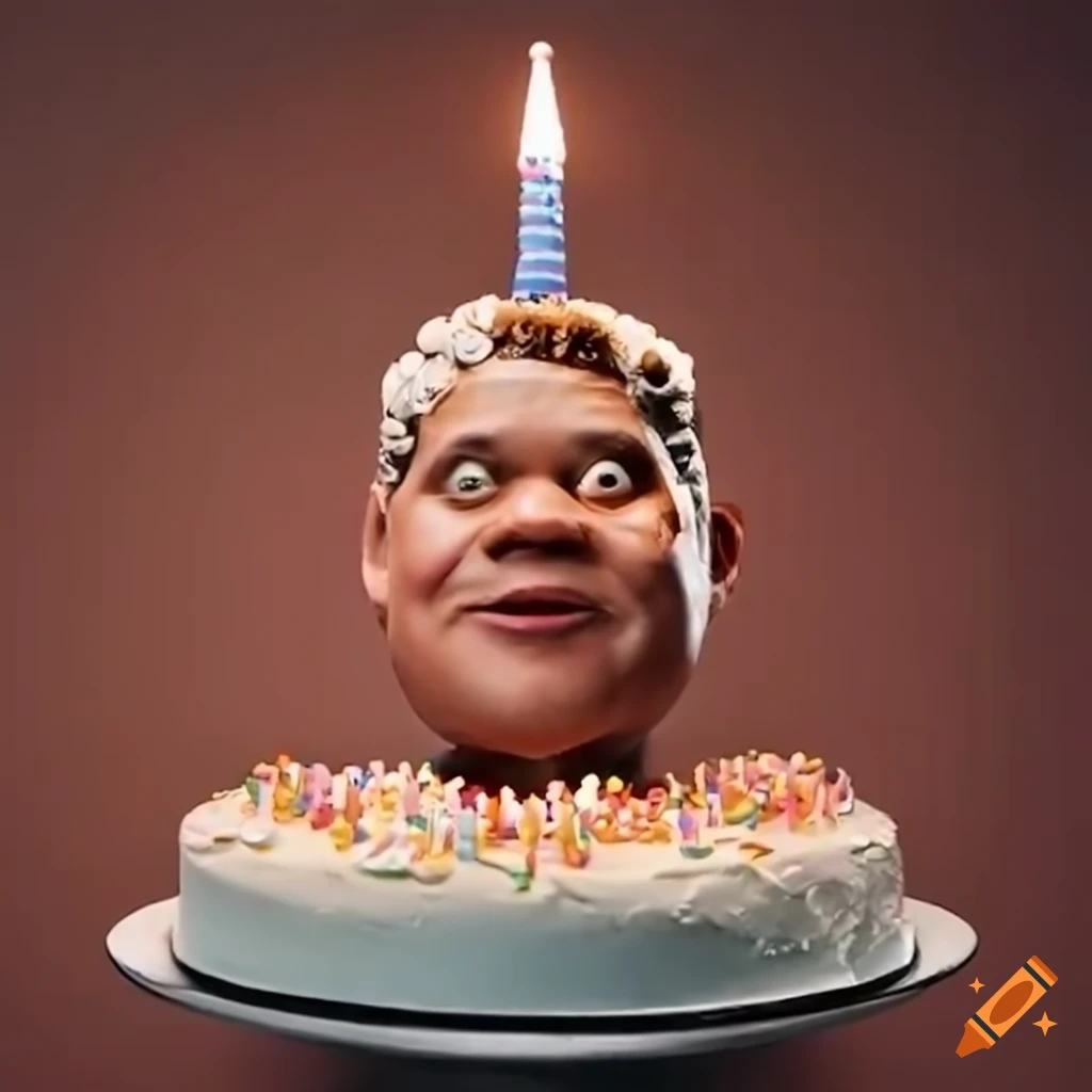 Reggie Fils-Aime's head on a birthday cake