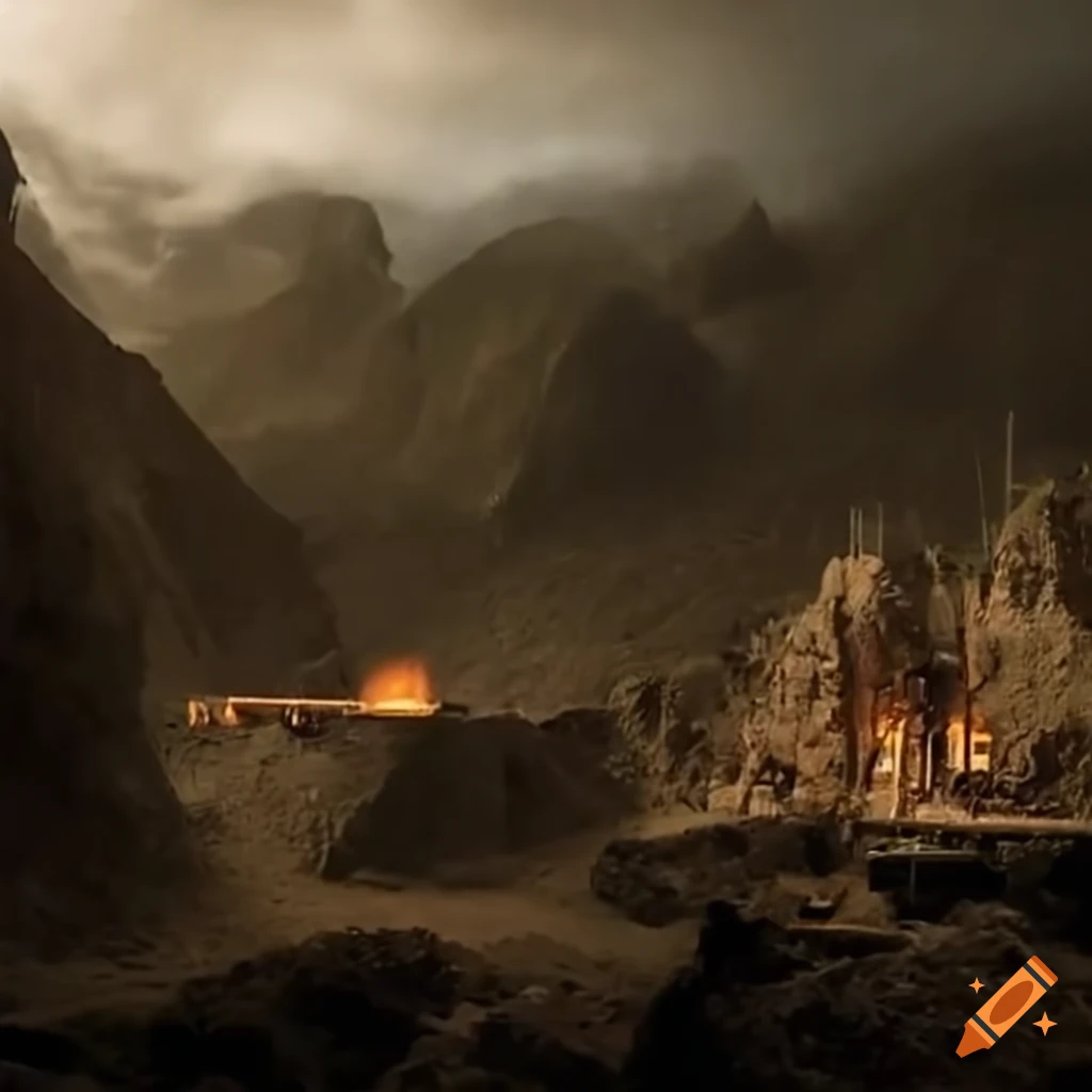 construction scene in Lord of the Rings universe