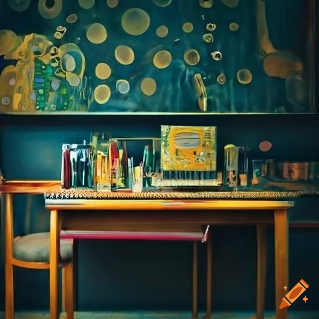 student room desk organized by Klimt