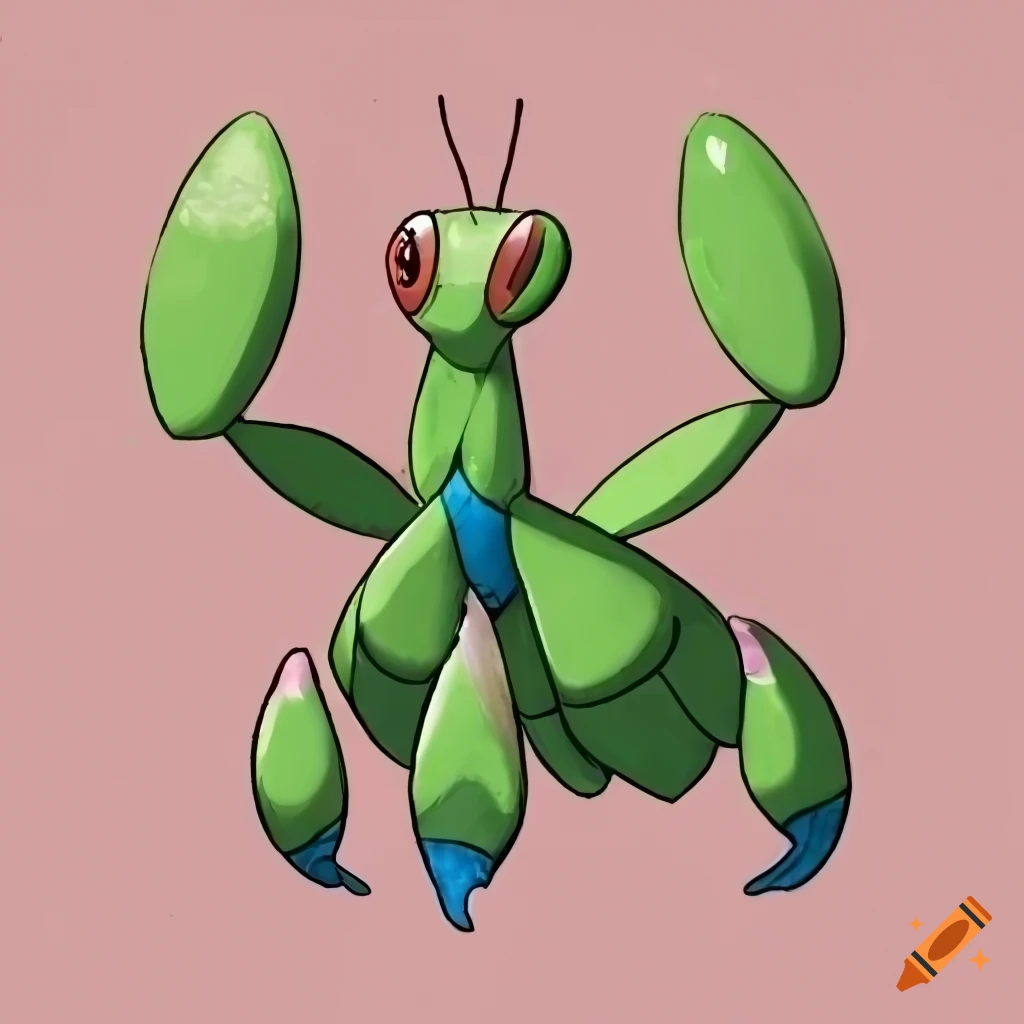 small grass-type fakemon resembling a mantis