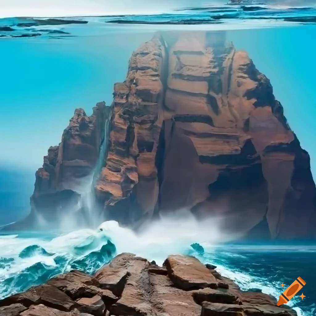 rocky narrow path leading to an ocean in a canyon