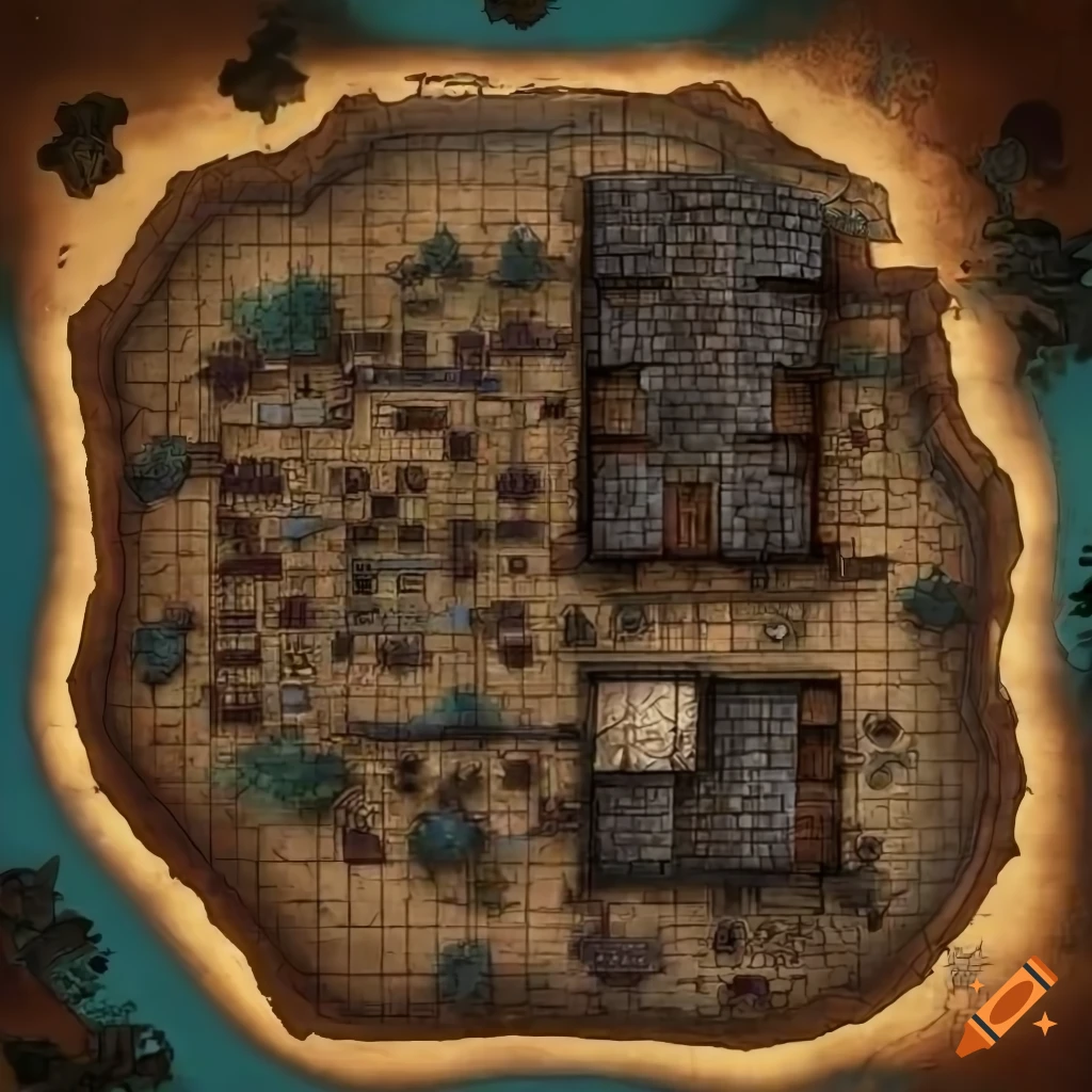 detailed 4k battlemap of an ancient city