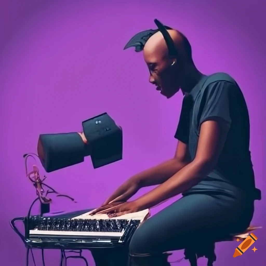 violet-themed recording studio