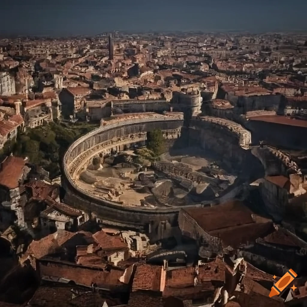 panoramic view of the Roman Empire's cities and infrastructure