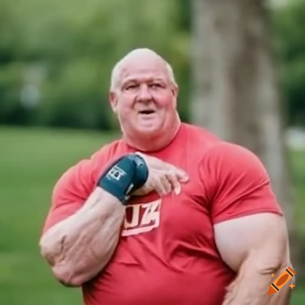 elderly man with impressive biceps