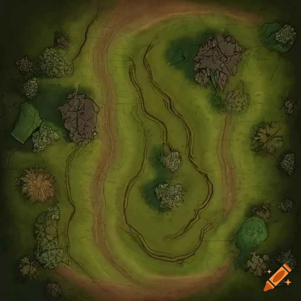 dnd battlemap with open plain and road