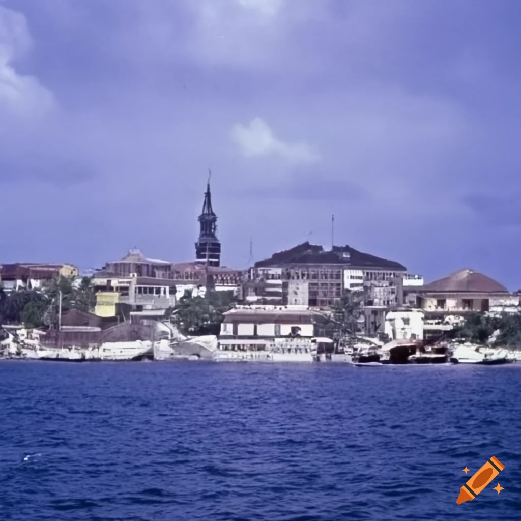 cityscape of a tropical island coast