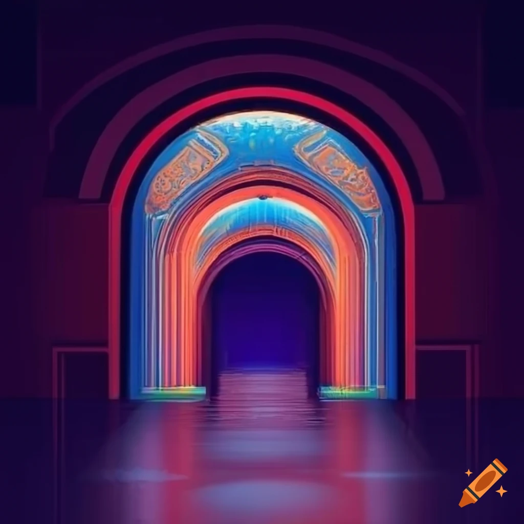 geometric abstract art inspired by Chinese archways