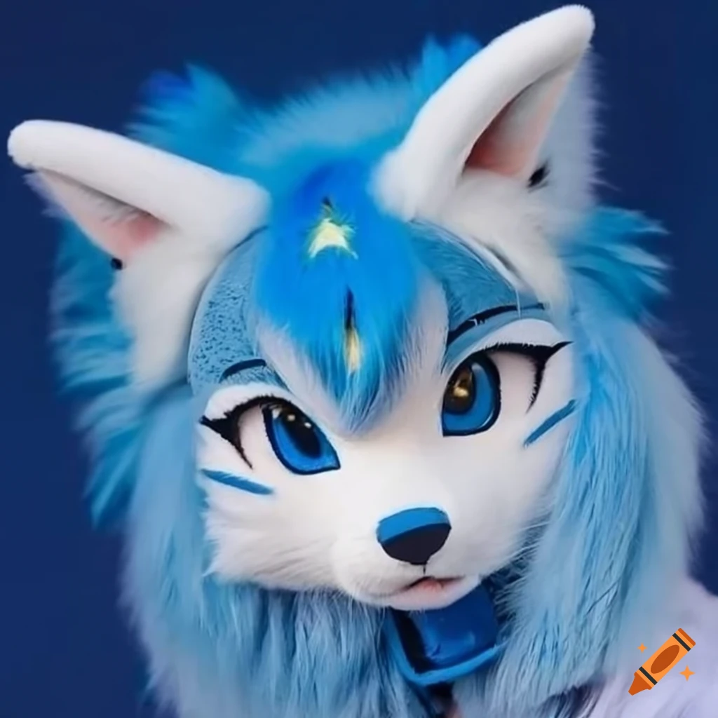 image of a cute blue kemono kitsune