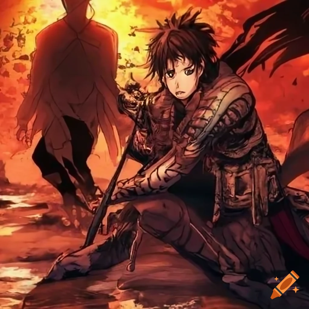 illustration of a battle between two heroes