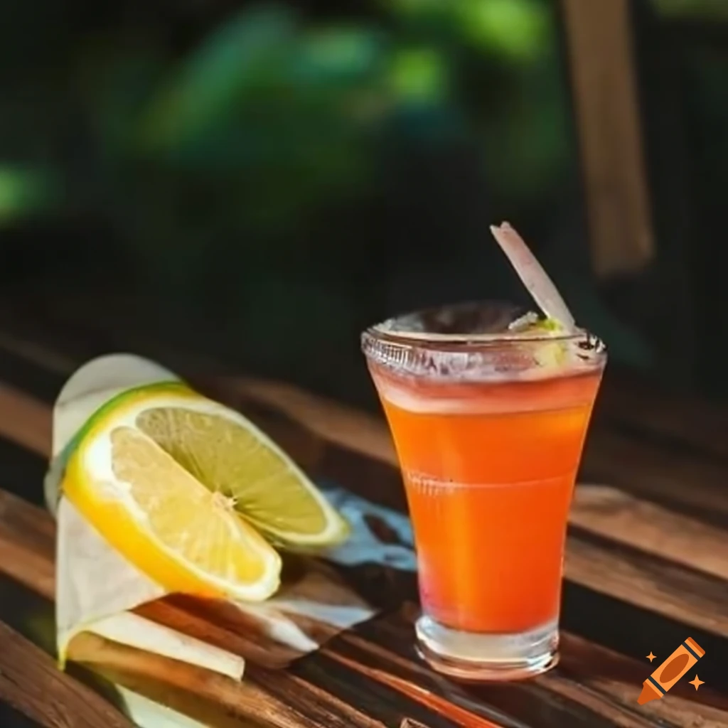 refreshing cocktail on a sunny outdoor table