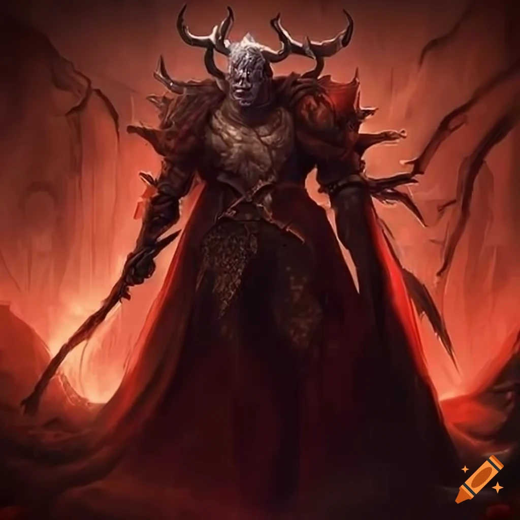 Art of a Demon Lord General overlooking cliffs on Craiyon