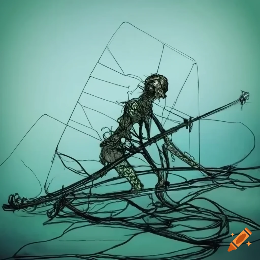 Arthur Rackham inspired wireframe illustration