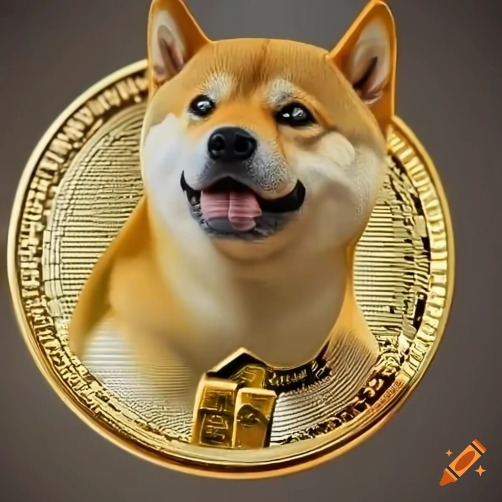 gold dogecoin on a stall