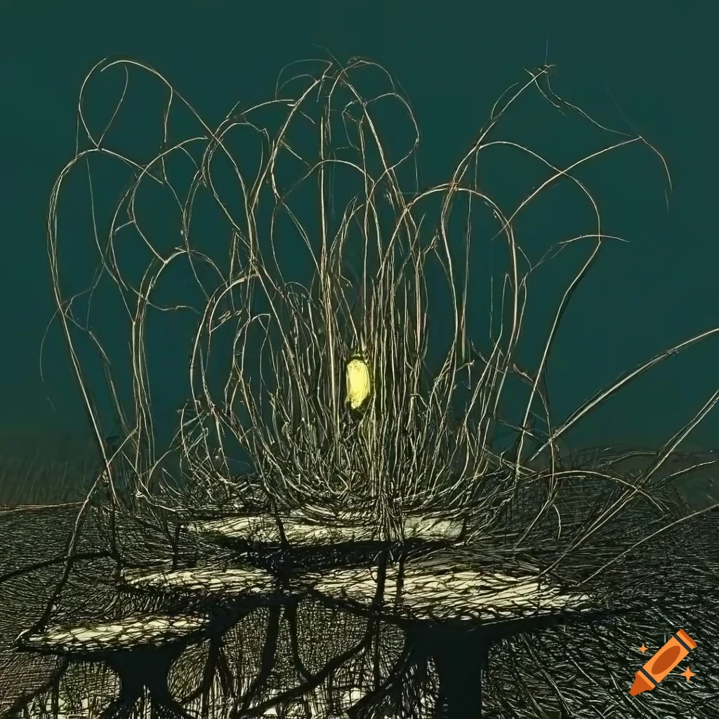 abstract wireframe art of tulips