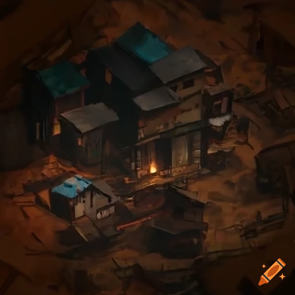 aerial view of a shanty town