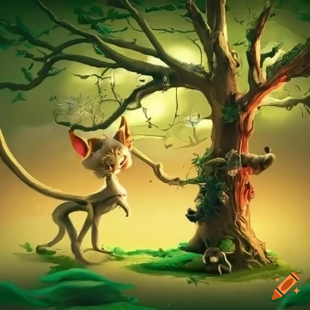 elf druid with a cat tree