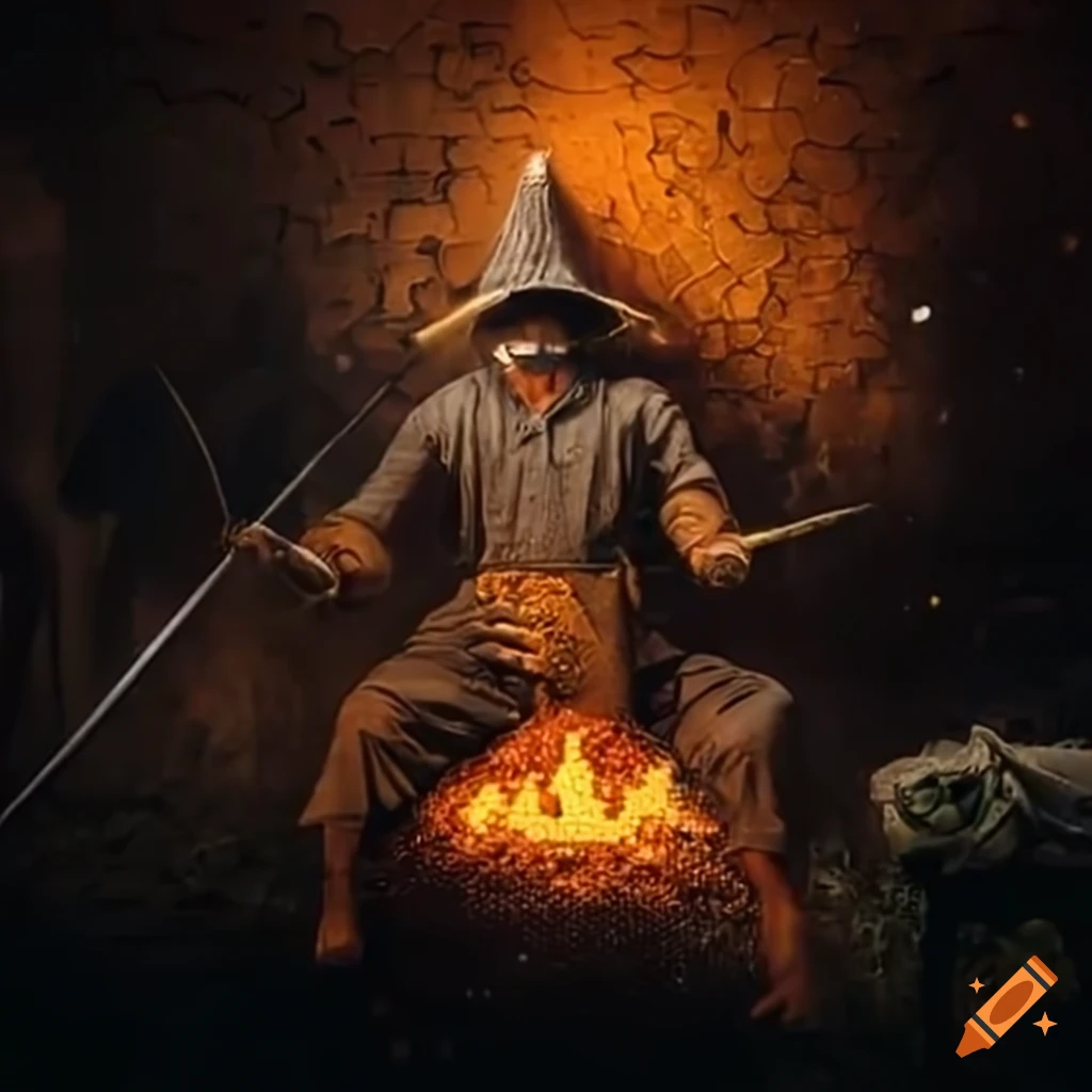 image of beekeepers sword fighting outside