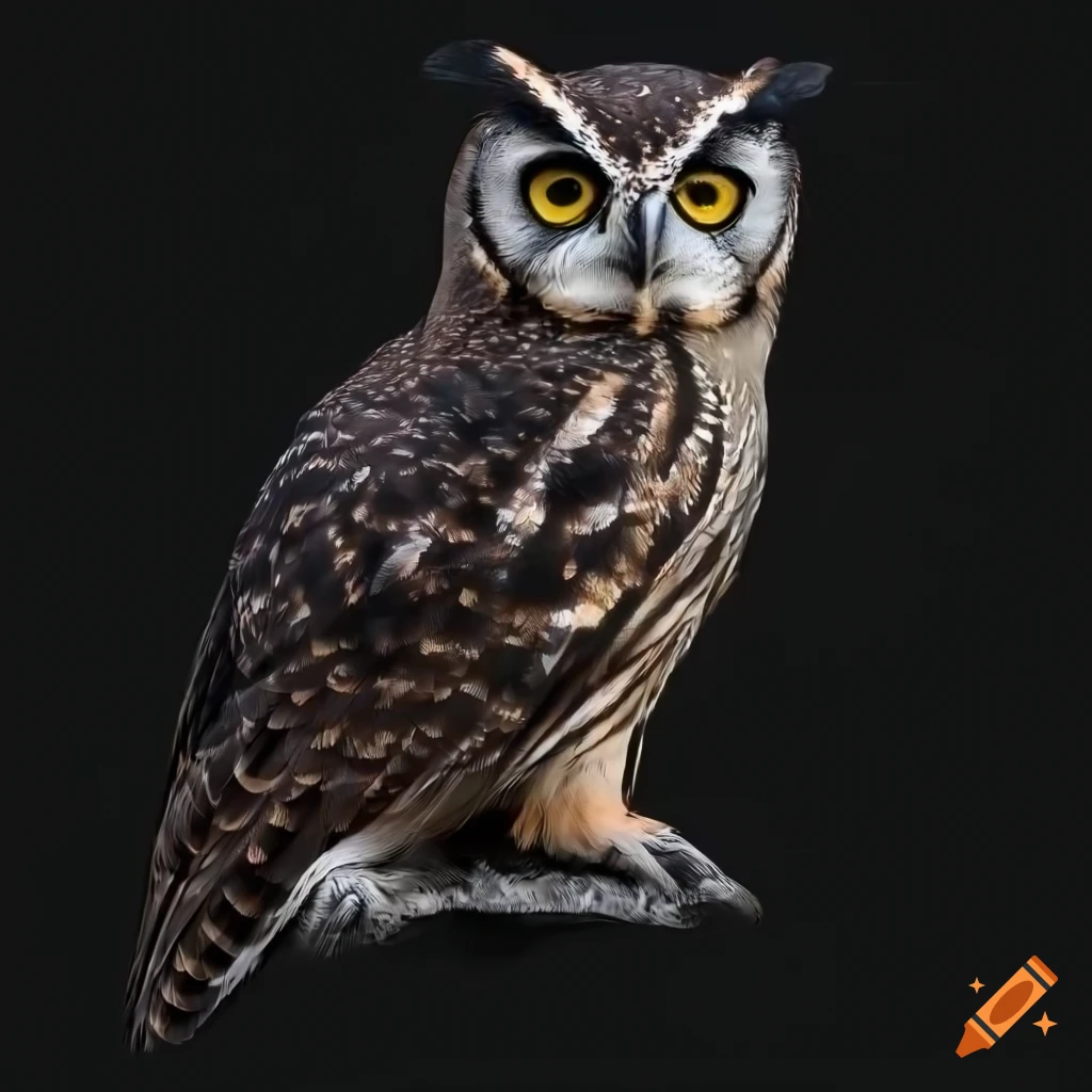 Colorful owl on black background on Craiyon