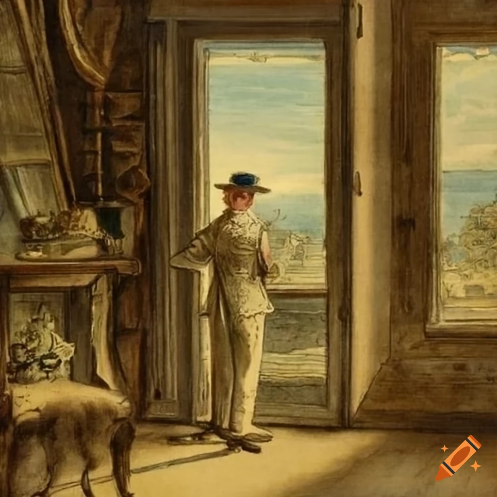 painting of a gentleman enjoying the outdoor view