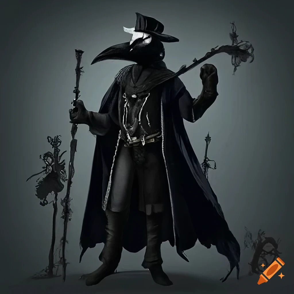 portrait of a mysterious plague doctor in steampunk attire