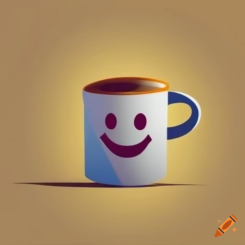coffee cup with a smiling face logo design