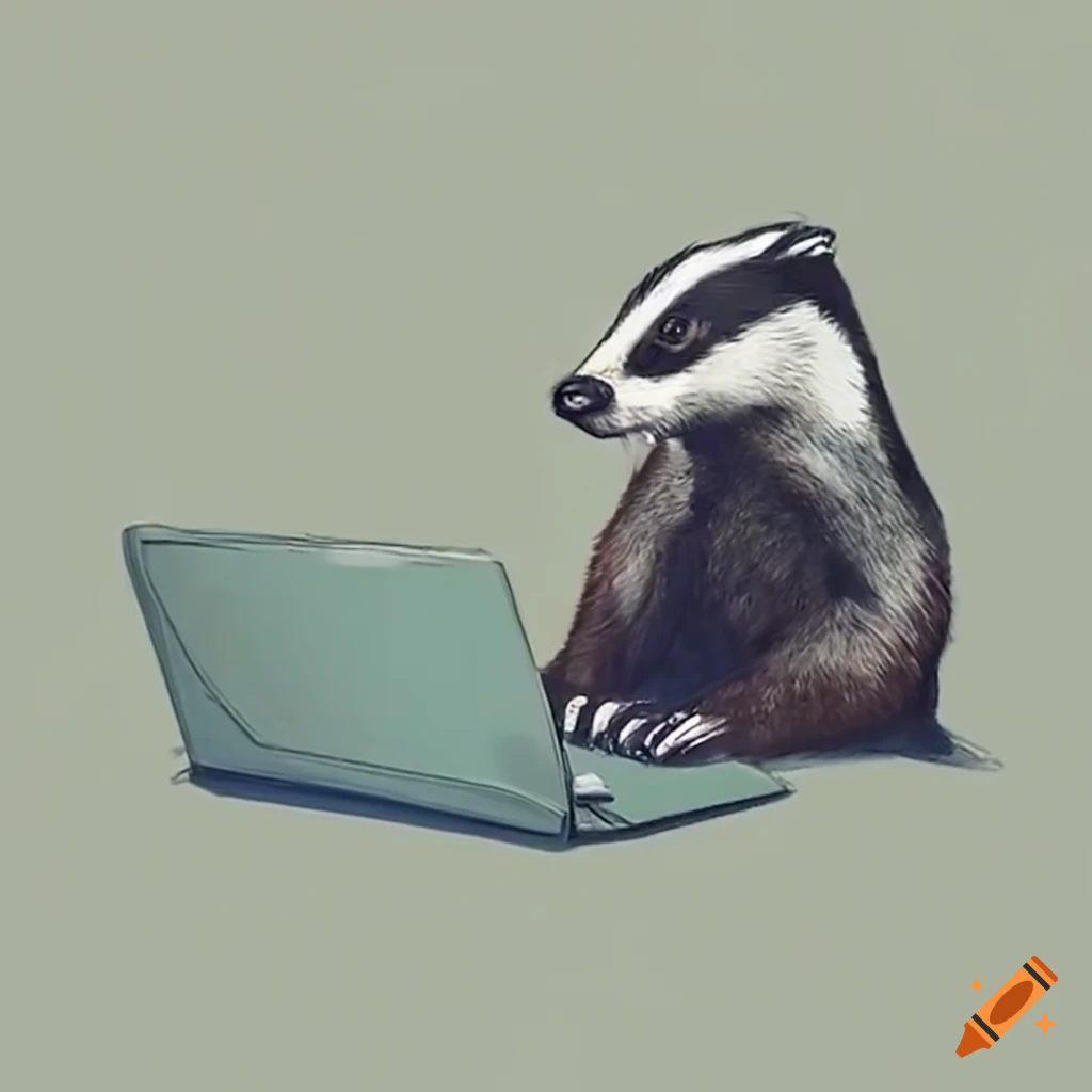 badger working on a laptop