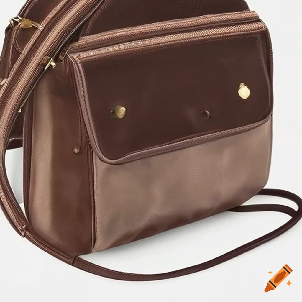 dark brown leather canteen bag with beige velvet details