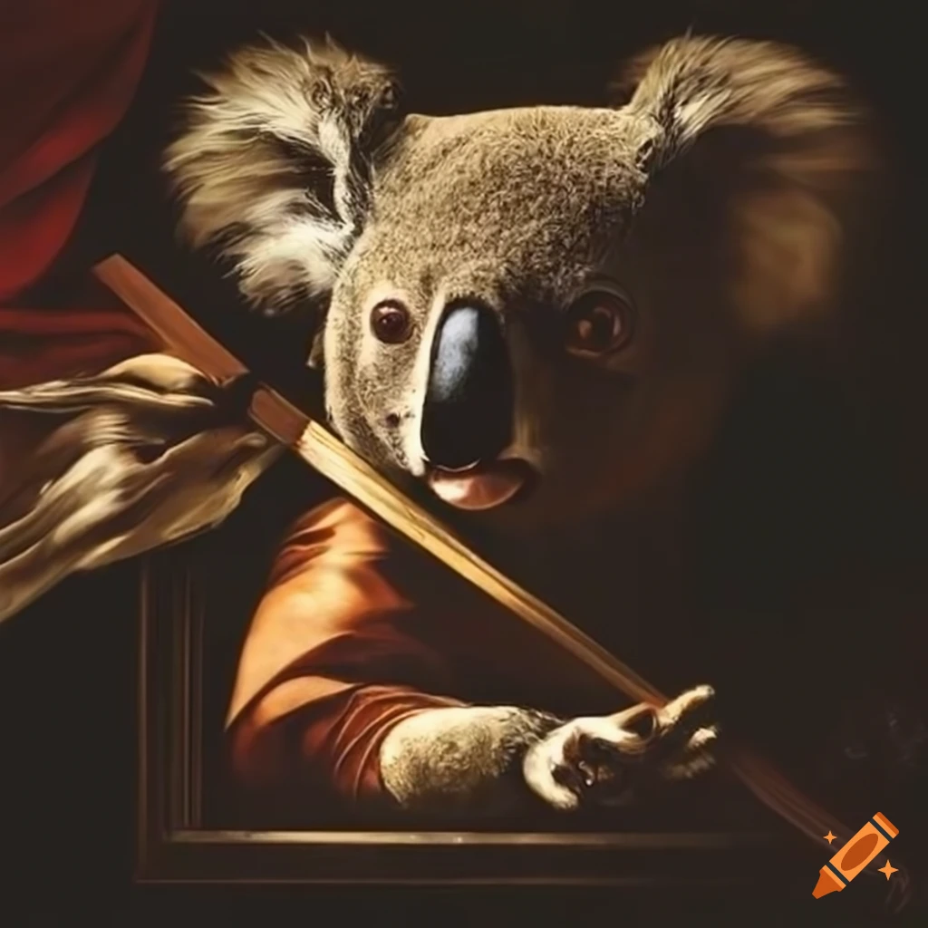 Koala portrait in Caravaggio style
