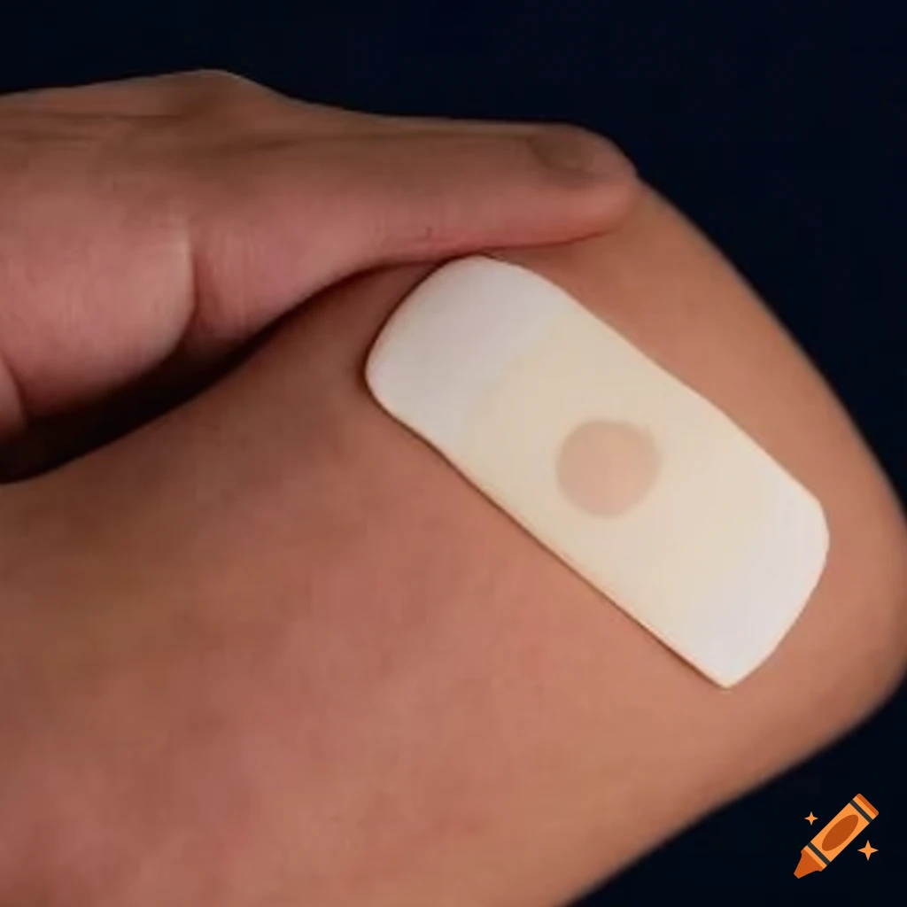 Band-aid on male craftsman's arm after a blood draw