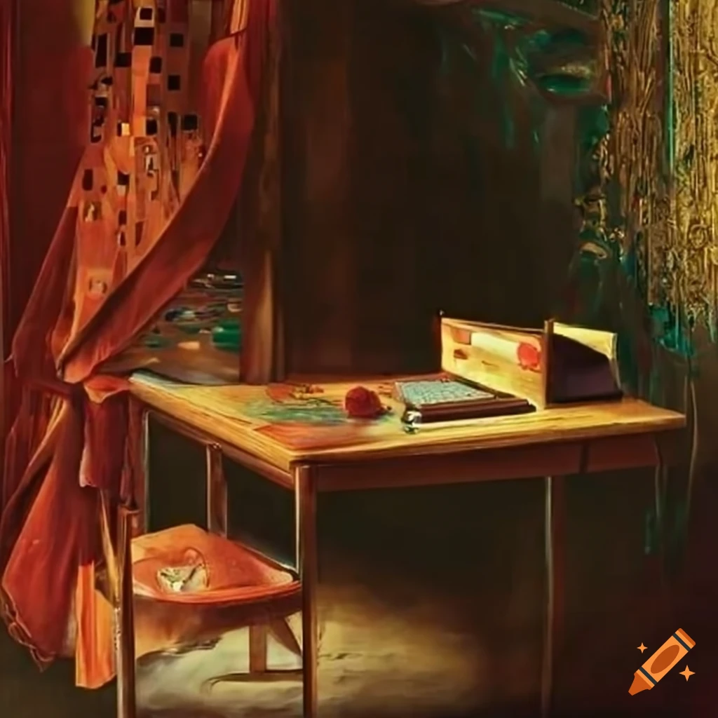 student room desk organized by Klimt
