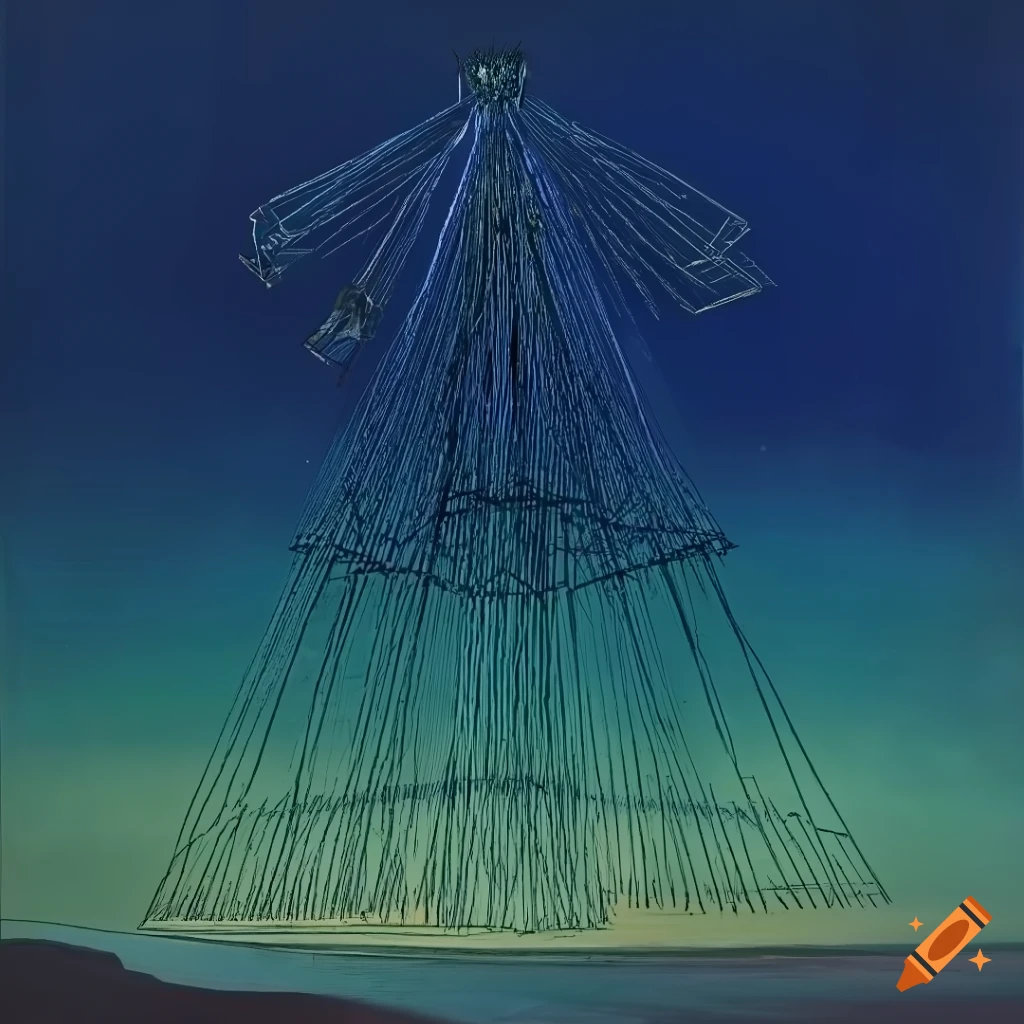 abstract wireframe art by Lawren Harris, Yves Tanguy, and Arthur Rackham