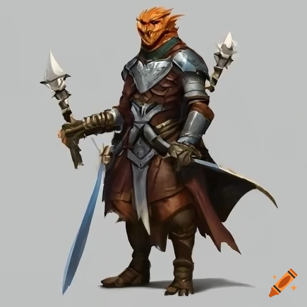 illustration of a dragonborn fighter character
