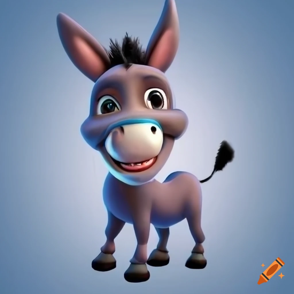 cute 3D cartoon donkey