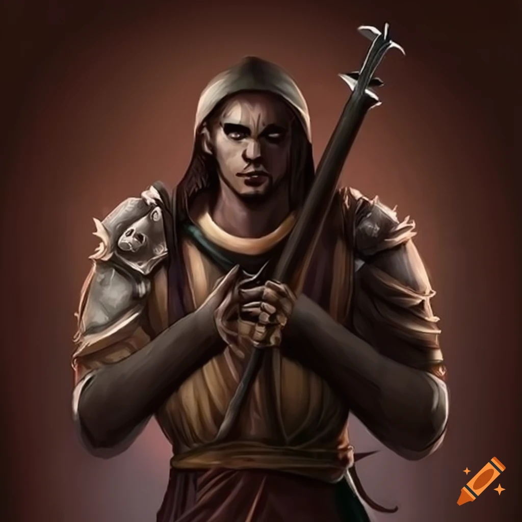image of a male brown-skinned cleric with a club