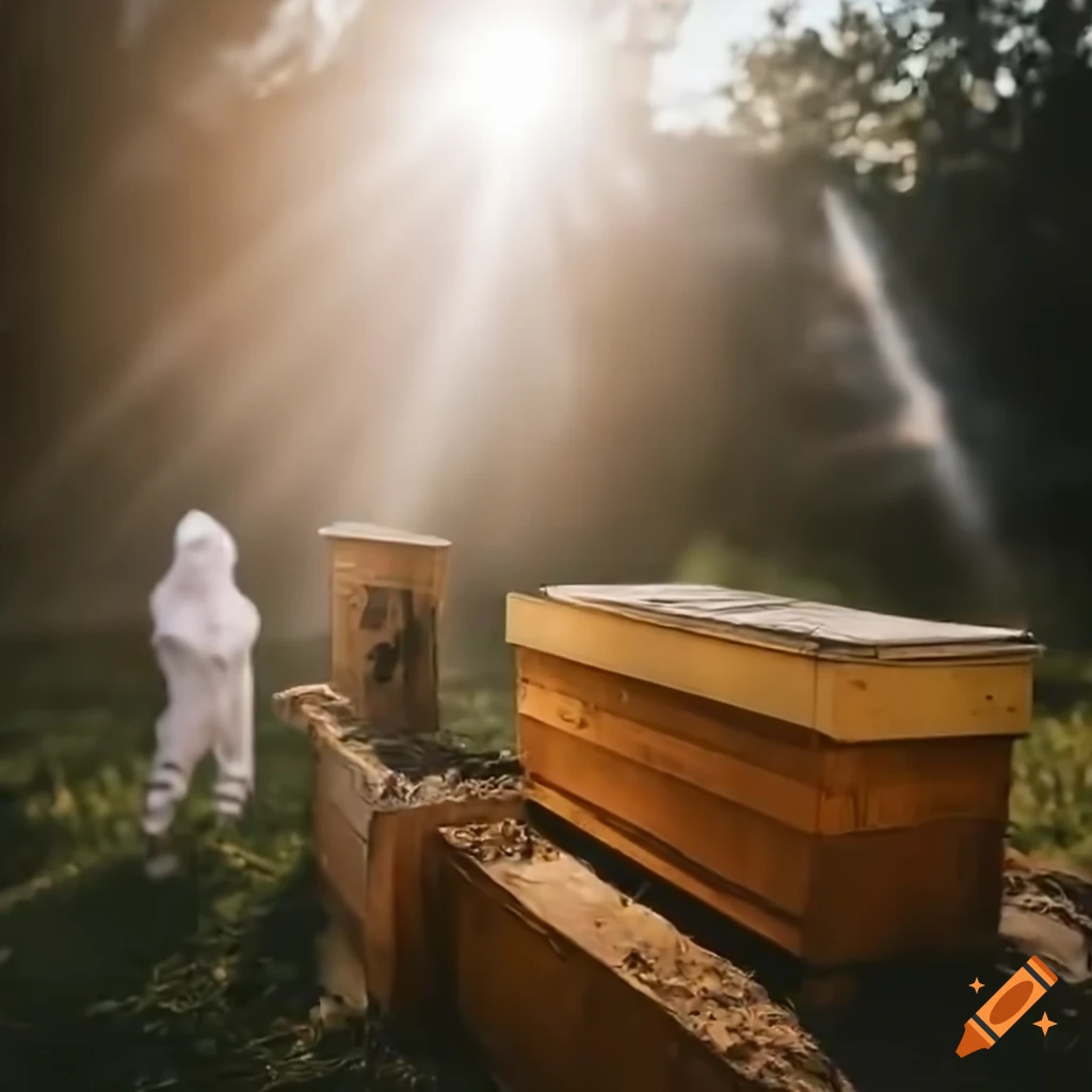 beekeepers dancing in front of beehives