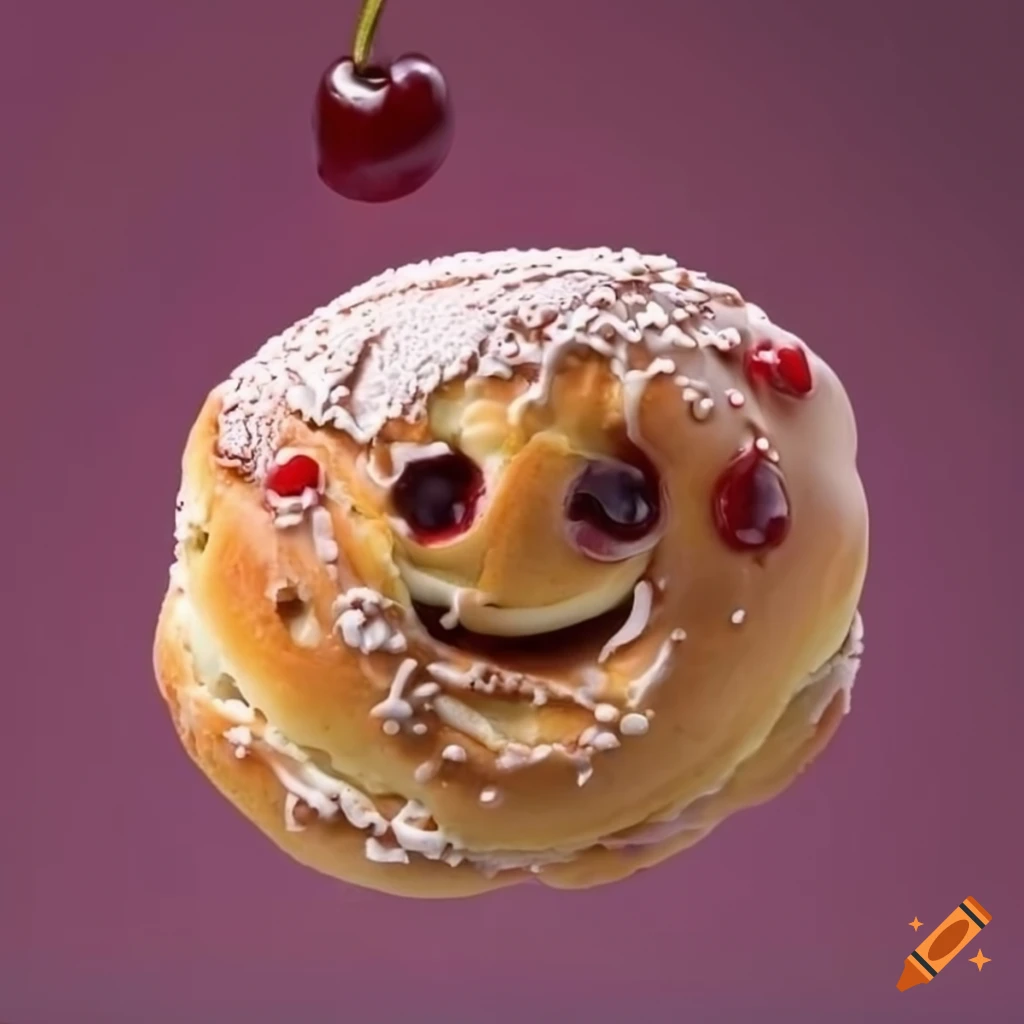 delicious Belgian bun with smiley face icing
