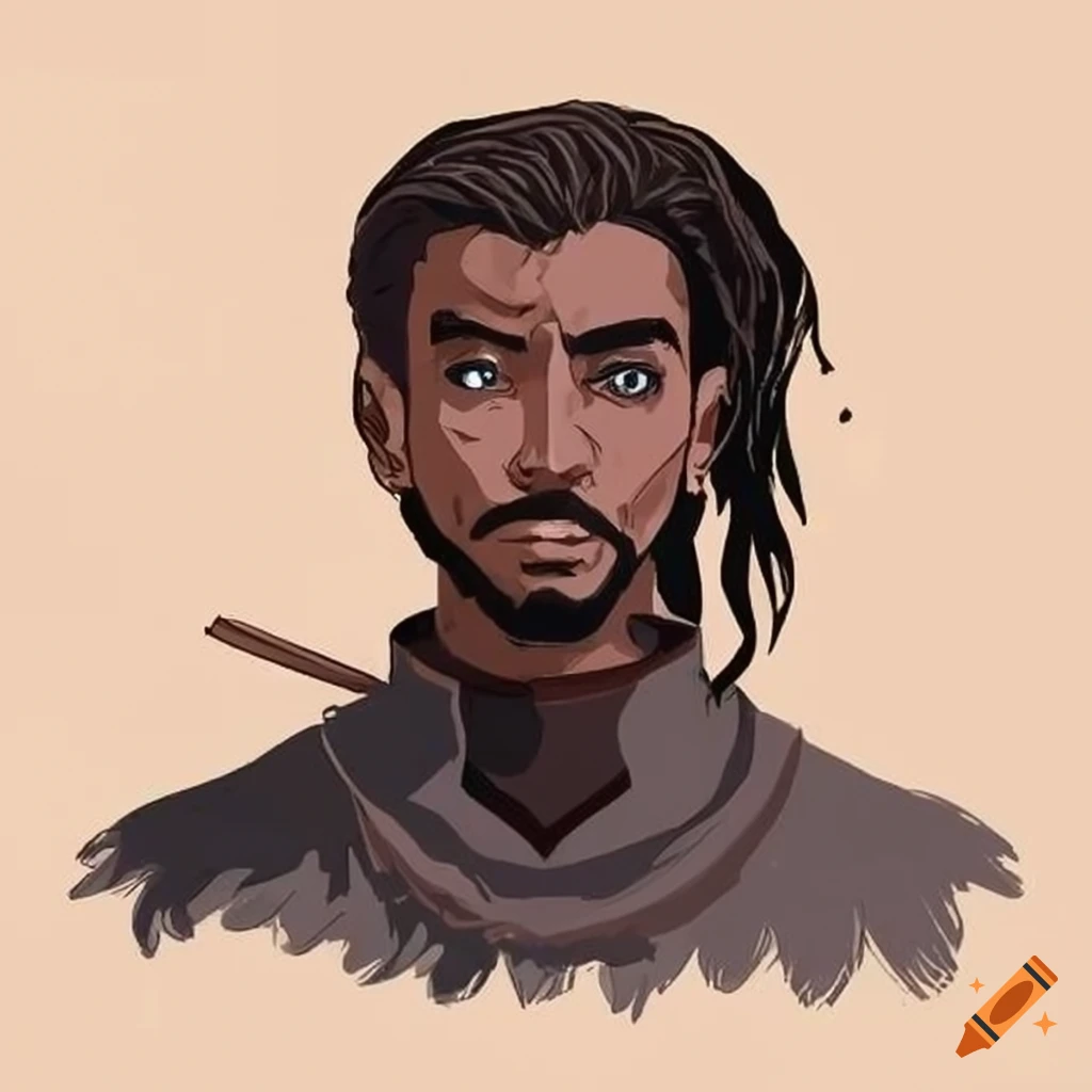 image of a brown-skinned cleric with dark hair and a black club