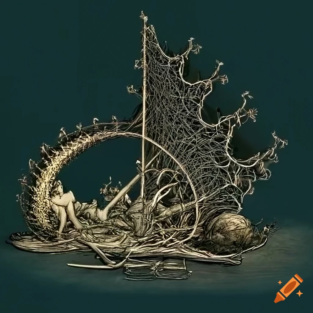 surreal wireframe artwork of gammon and spinach