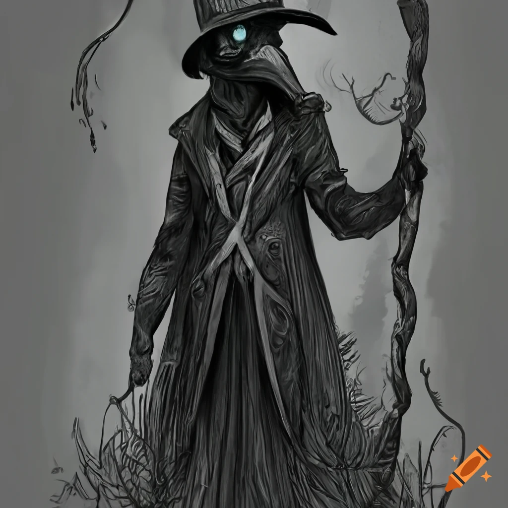 portrait of a mysterious plague doctor in steampunk attire