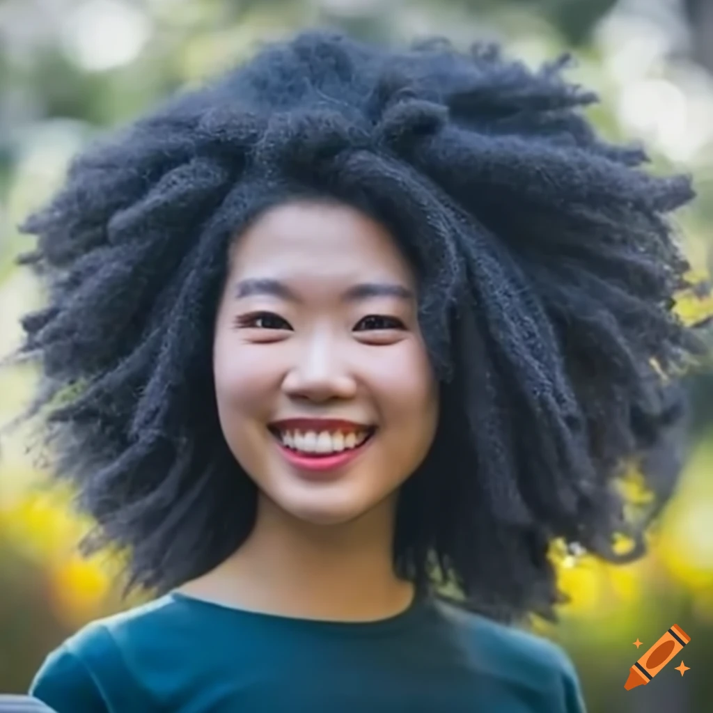 portrait of a young Chinese woman with thick afro dreads