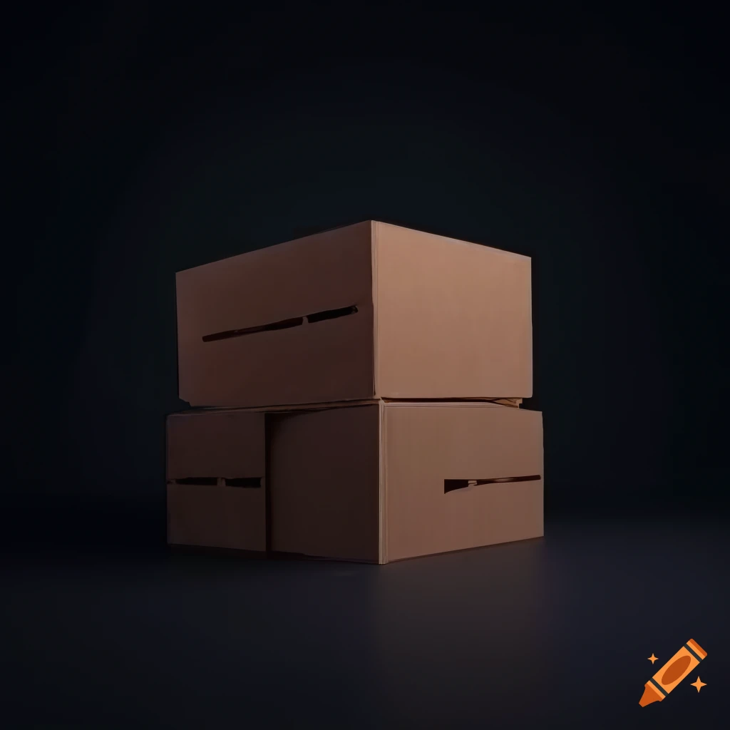 stack of removal boxes on dark background