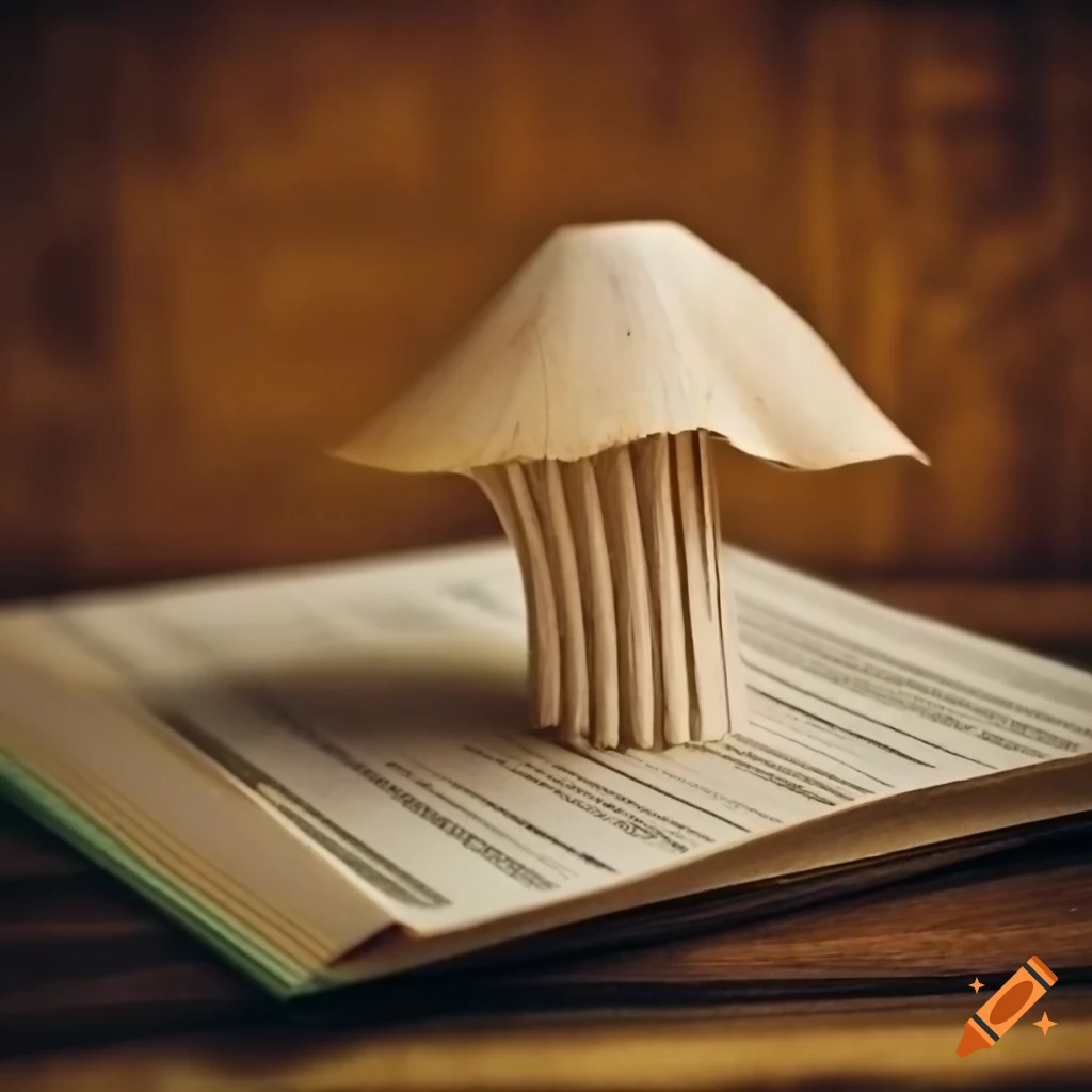 paper mushroom on book pages