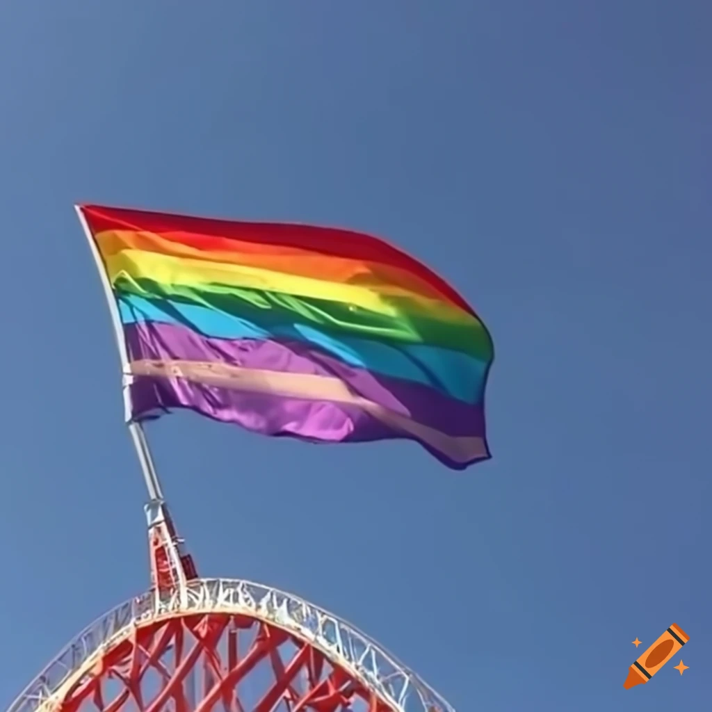 image of people at a pride parade on a rollercoaster