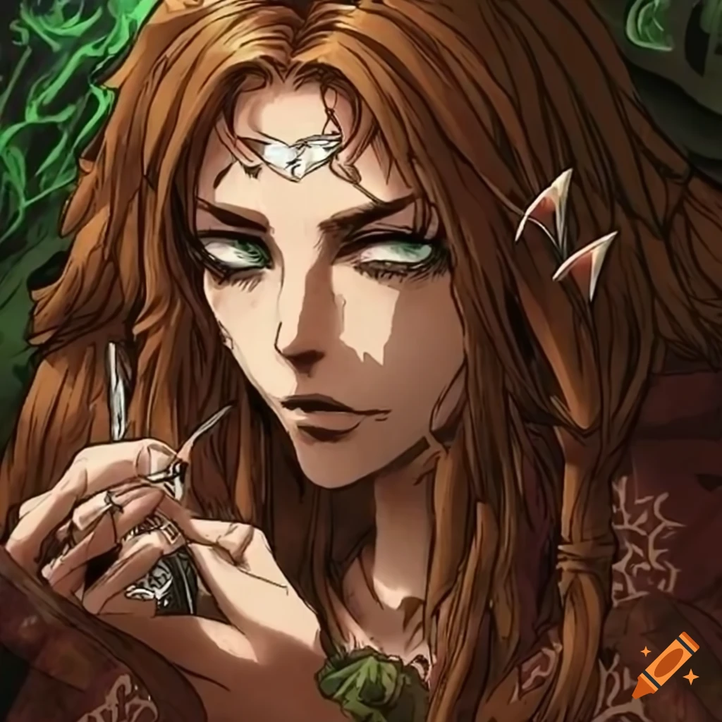 illustration of a druid enjoying herbs