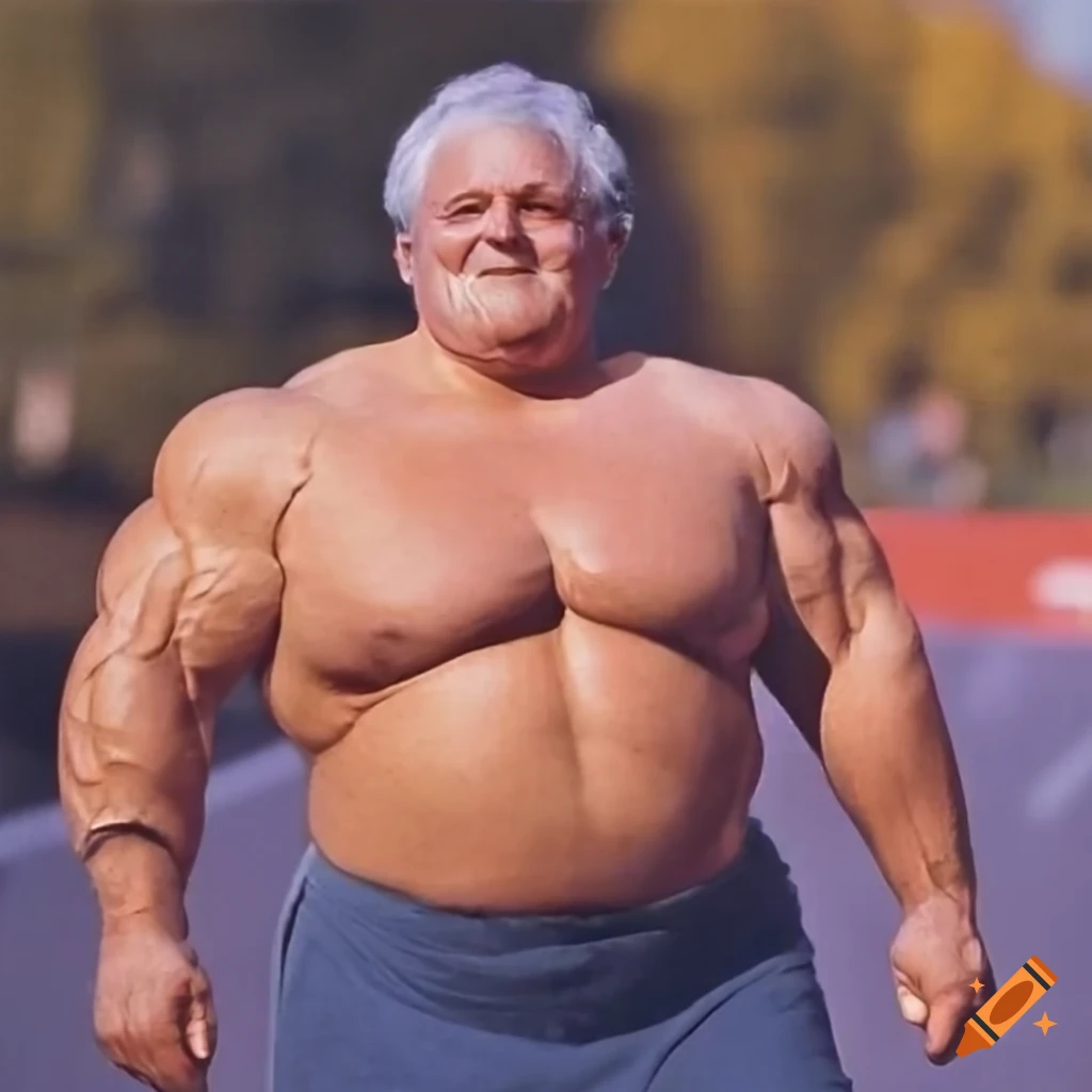 retro photo of a muscular strongman
